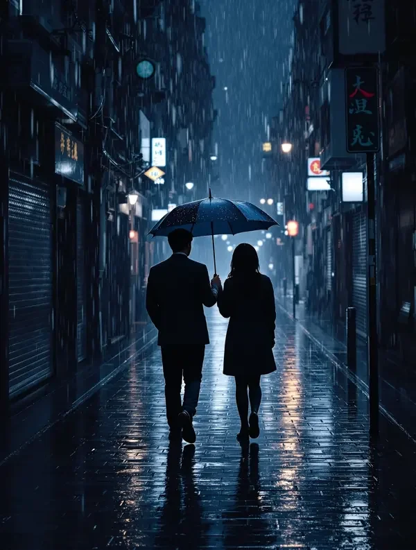 a v 片 雨夜共撑一把黑伞 韩国爱情剧 剧情海报